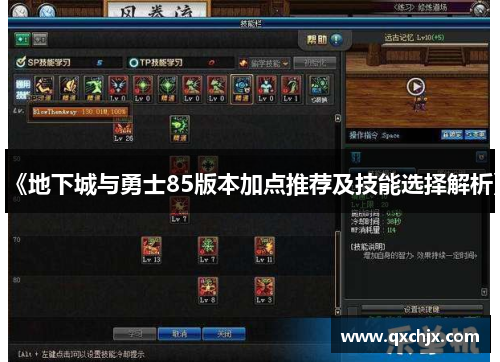 《地下城与勇士85版本加点推荐及技能选择解析》